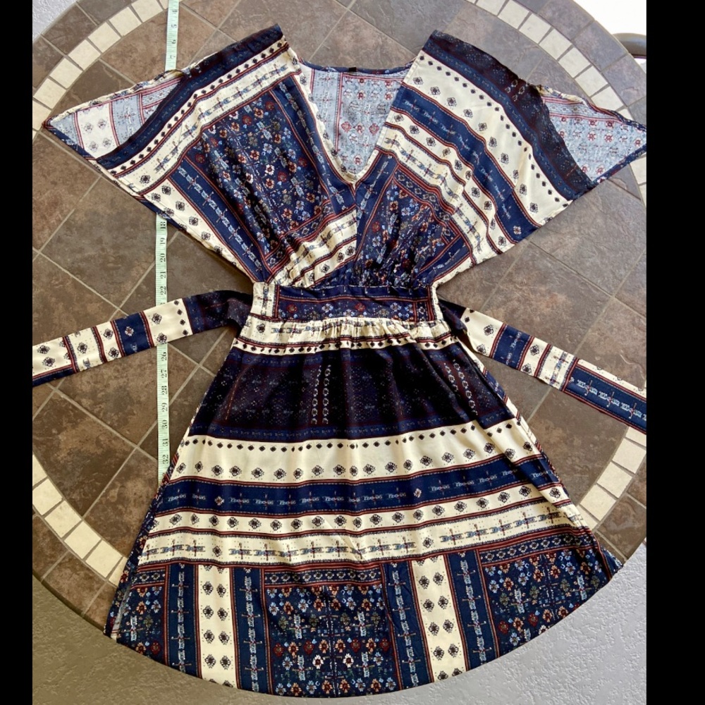 Colorful Boho Flowy Patterned Maxi Dress XS